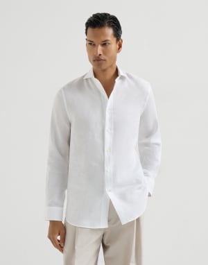 Bluse aus Leinen Weiß Herren - Brunello Cucinelli