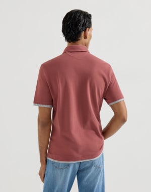 Polo in piquet Corallo Uomo - Brunello Cucinelli