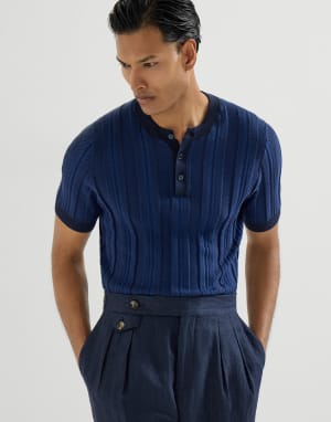 Knit T-shirt Navy Blue Man - Brunello Cucinelli