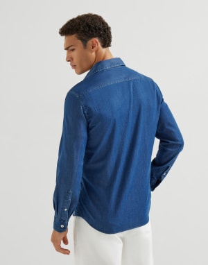 Chemise en denim léger Denim Foncé Homme - Brunello Cucinelli