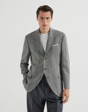 Blazer mit Fischgratmuster Mittelgrau Herren - Brunello Cucinelli
