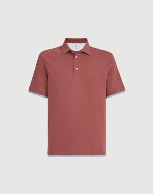 Polo in piquet Corallo Uomo - Brunello Cucinelli