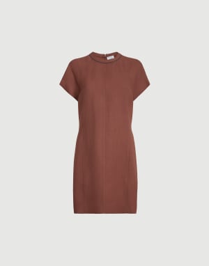 顺滑斜纹布T恤风格连衣裙 砖红色 女款 - Brunello Cucinelli
