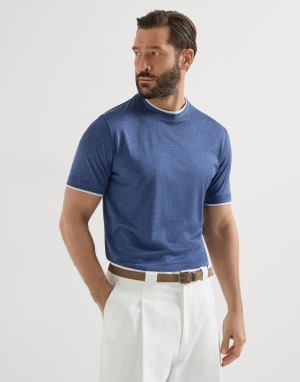 T-shirt con Faux-Layering Denim Uomo - Brunello Cucinelli