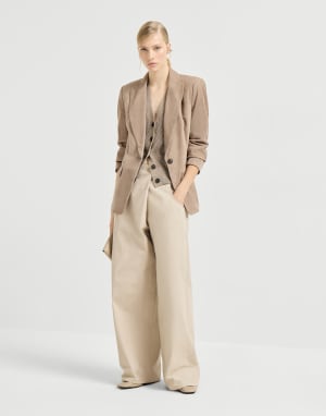Cardigan en coton étincelant Beige Noix Femme - Brunello Cucinelli