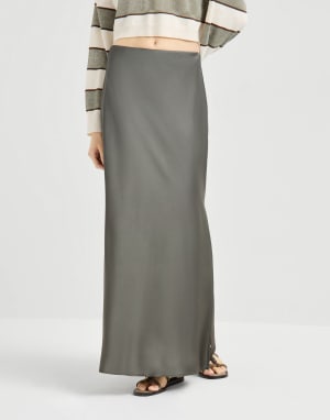 Jupe Fluid Bias-Cut Vert olive Femme - Brunello Cucinelli