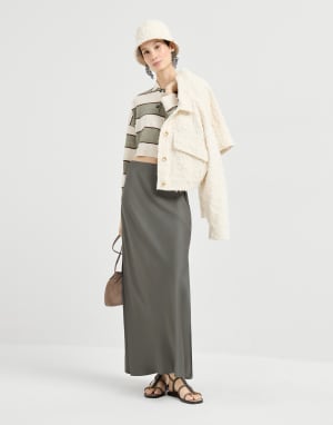 Jupe Fluid Bias-Cut Vert olive Femme - Brunello Cucinelli