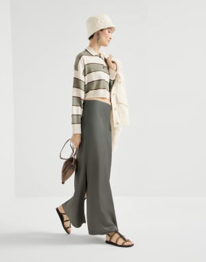 Jupe Fluid Bias-Cut Vert olive Femme - Brunello Cucinelli
