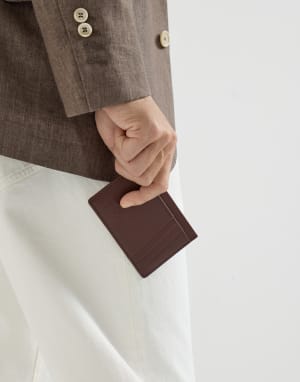 Porte-cartes en veau Marron Homme - Brunello Cucinelli