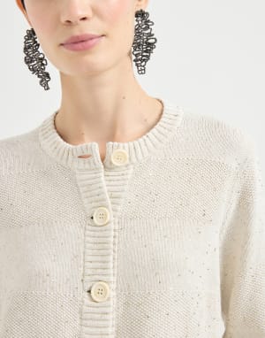 Cardigan with dazzling stripes Oat Woman - Brunello Cucinelli