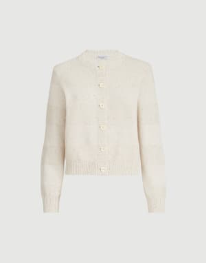 Cardigan with dazzling stripes Oat Woman - Brunello Cucinelli