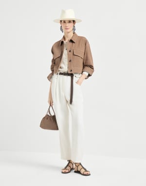 Cardigan with dazzling stripes Oat Woman - Brunello Cucinelli