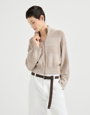 Кардиган Dazzling Stripes Песок пустыни Женщина - Brunello Cucinelli