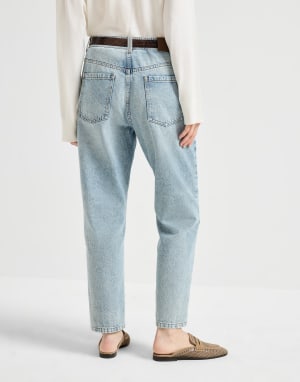 Baggy Tapered-Hose Helles Jeansblau Damen - Brunello Cucinelli