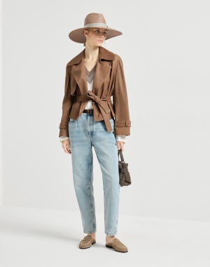 Baggy Tapered-Hose Helles Jeansblau Damen - Brunello Cucinelli