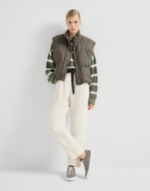 Suede sneakers with monili Khaki Woman - Brunello Cucinelli