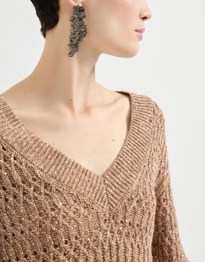 Dazzling braids sweater Brown Woman - Brunello Cucinelli
