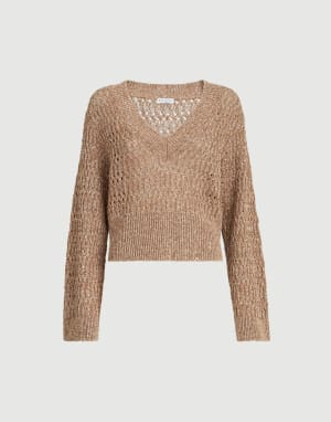 Dazzling braids sweater Brown Woman - Brunello Cucinelli