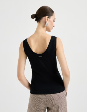 Top aus Rippenjersey Schwarz Damen - Brunello Cucinelli