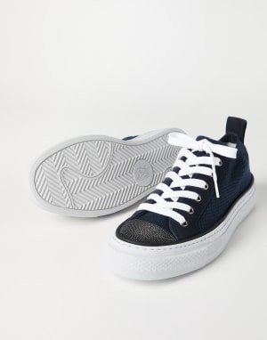 Cotton knit sneakers Blue Woman - Brunello Cucinelli