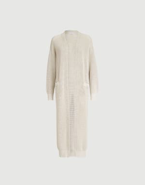 Sparkling net long cardigan Oat Woman - Brunello Cucinelli