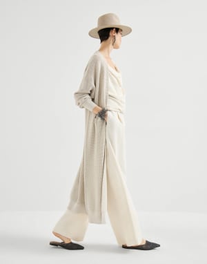 Sparkling net long cardigan Oat Woman - Brunello Cucinelli