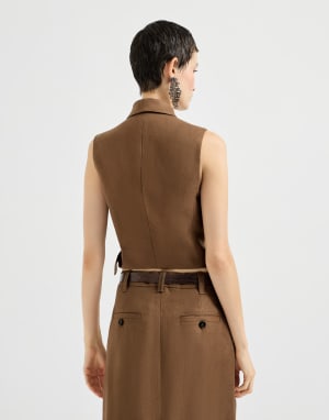 Linen diagonal vest Mou Woman - Brunello Cucinelli