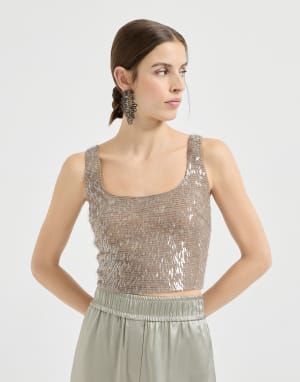 Cropped top with dazzling embroidery Rope Woman - Brunello Cucinelli