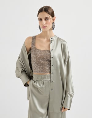 Cropped top with dazzling embroidery Rope Woman - Brunello Cucinelli