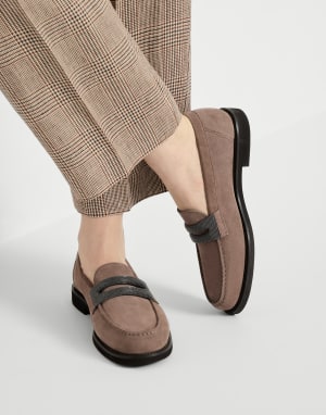 Suede Penny loafer Brown Woman - Brunello Cucinelli