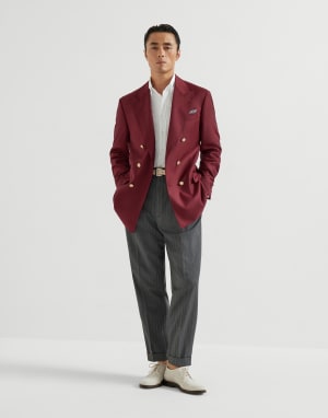 金属纽扣装饰夹克 樱桃色 男款 - Brunello Cucinelli