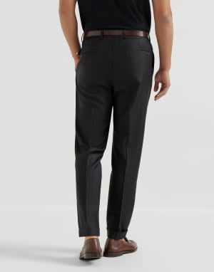 Pantalon à fines rayures Noir Homme - Brunello Cucinelli