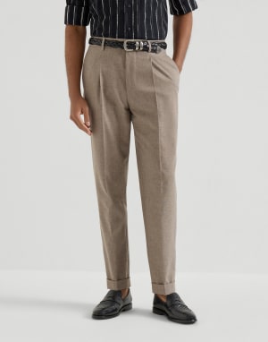 Trousers with pleats Light Brown Man - Brunello Cucinelli
