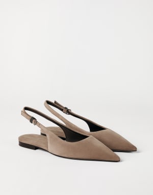 Suede slingback flats Brown Woman - Brunello Cucinelli