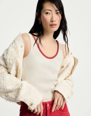 罗纹针织料无袖上衣 巴拿马色 女款 - Brunello Cucinelli