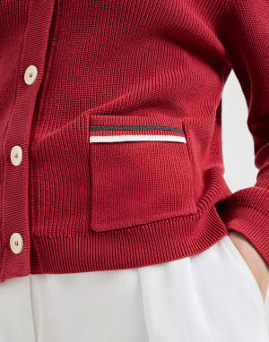 棉质对襟衫 红宝石色 女款 - Brunello Cucinelli