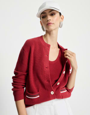 棉质对襟衫 红宝石色 女款 - Brunello Cucinelli