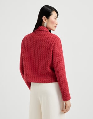 绞花针织夹克 红色 女款 - Brunello Cucinelli