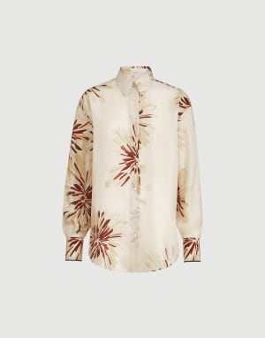 Bloom print pongee shirt Beige Silk Woman - Brunello Cucinelli