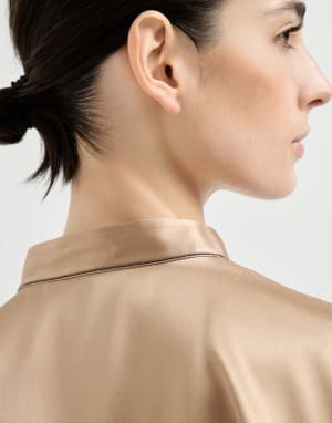 Satin shirt Chocolate Woman - Brunello Cucinelli