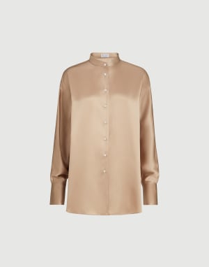 Satin shirt Chocolate Woman - Brunello Cucinelli