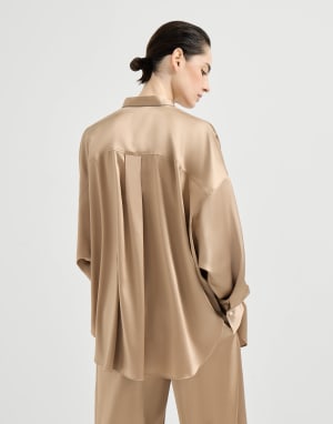 Satin shirt Chocolate Woman - Brunello Cucinelli