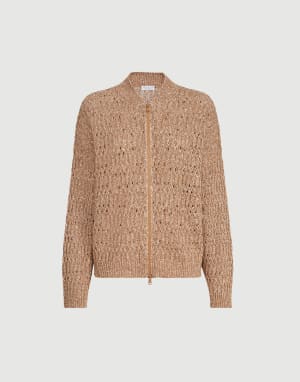 Dazzling braids cardigan Brown Woman - Brunello Cucinelli
