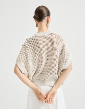Cotton net sweater Oat Woman - Brunello Cucinelli