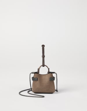 Suede Top-Handle Essence bag Bark Woman - Brunello Cucinelli