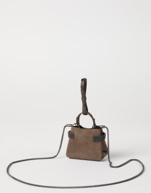Suede Top-Handle Essence bag Bark Woman - Brunello Cucinelli