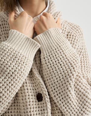 Кардиган в сетку Овсяный Женщина - Brunello Cucinelli