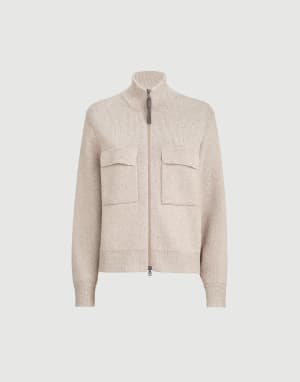 Cotton Diamond yarn outerwear jacket Desert Woman - Brunello Cucinelli