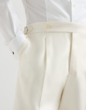 Pantalon Smoking Blanc Cassé Homme - Brunello Cucinelli