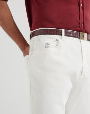 Pantalon en denim teint en pièce Neige Homme - Brunello Cucinelli